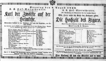 Theaterzettel (Oper und Burgtheater in Wien) 18460802 Seite: 1