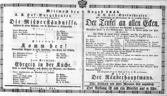 Theaterzettel (Oper und Burgtheater in Wien) 18460805 Seite: 1