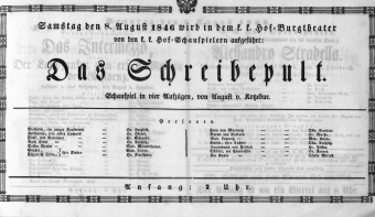 Theaterzettel (Oper und Burgtheater in Wien) 18460808 Seite: 1