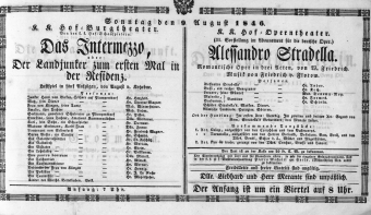 Theaterzettel (Oper und Burgtheater in Wien) 18460809 Seite: 1