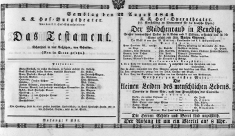 Theaterzettel (Oper und Burgtheater in Wien) 18460822 Seite: 1