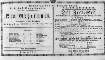 Theaterzettel (Oper und Burgtheater in Wien) 18460825 Seite: 1