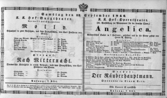 Theaterzettel (Oper und Burgtheater in Wien) 18460912 Seite: 1
