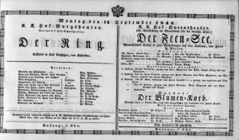 Theaterzettel (Oper und Burgtheater in Wien) 18460914 Seite: 1