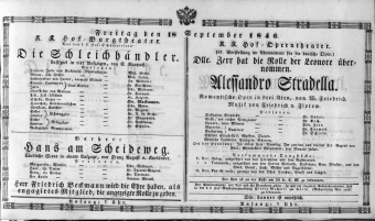Theaterzettel (Oper und Burgtheater in Wien) 18460918 Seite: 1