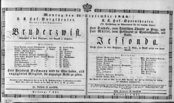 Theaterzettel (Oper und Burgtheater in Wien) 18460921 Seite: 1
