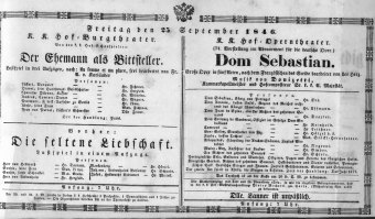 Theaterzettel (Oper und Burgtheater in Wien) 18460925 Seite: 1