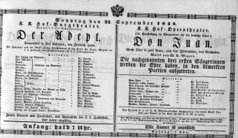 Theaterzettel (Oper und Burgtheater in Wien) 18460927 Seite: 1