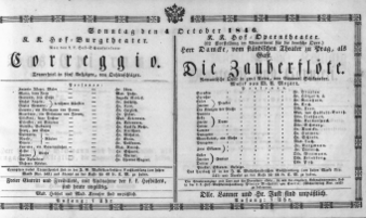 Theaterzettel (Oper und Burgtheater in Wien) 18461004 Seite: 1