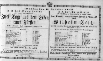 Theaterzettel (Oper und Burgtheater in Wien) 18461012 Seite: 1