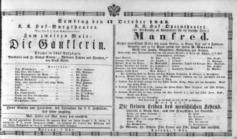 Theaterzettel (Oper und Burgtheater in Wien) 18461017 Seite: 1