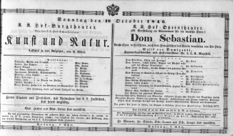 Theaterzettel (Oper und Burgtheater in Wien) 18461018 Seite: 1