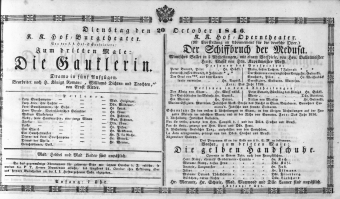Theaterzettel (Oper und Burgtheater in Wien) 18461020 Seite: 1