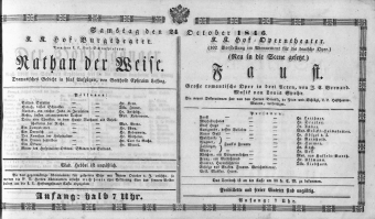 Theaterzettel (Oper und Burgtheater in Wien) 18461024 Seite: 1