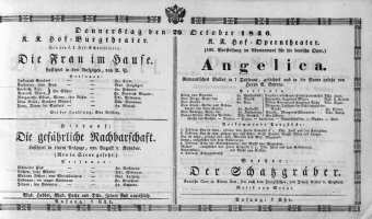 Theaterzettel (Oper und Burgtheater in Wien) 18461029 Seite: 1