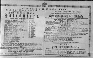 Theaterzettel (Oper und Burgtheater in Wien) 18461031 Seite: 1