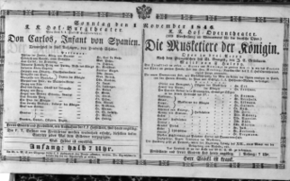 Theaterzettel (Oper und Burgtheater in Wien) 18461101 Seite: 1