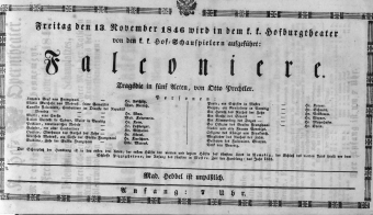 Theaterzettel (Oper und Burgtheater in Wien) 18461113 Seite: 1