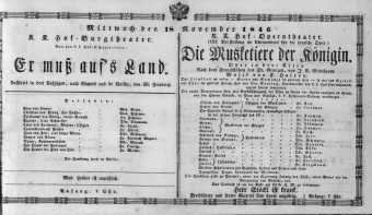 Theaterzettel (Oper und Burgtheater in Wien) 18461118 Seite: 1