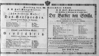 Theaterzettel (Oper und Burgtheater in Wien) 18461120 Seite: 1