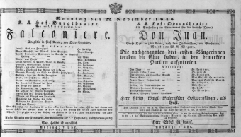 Theaterzettel (Oper und Burgtheater in Wien) 18461122 Seite: 1