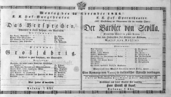 Theaterzettel (Oper und Burgtheater in Wien) 18461123 Seite: 1