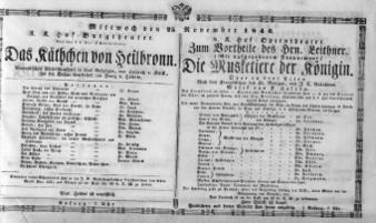 Theaterzettel (Oper und Burgtheater in Wien) 18461125 Seite: 1