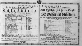 Theaterzettel (Oper und Burgtheater in Wien) 18461203 Seite: 1