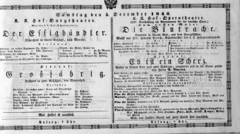 Theaterzettel (Oper und Burgtheater in Wien) 18461205 Seite: 1