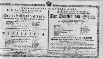 Theaterzettel (Oper und Burgtheater in Wien) 18461210 Seite: 1