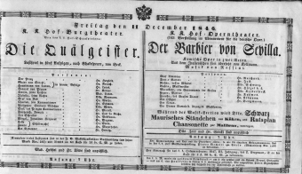 Theaterzettel (Oper und Burgtheater in Wien) 18461211 Seite: 1