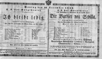 Theaterzettel (Oper und Burgtheater in Wien) 18461214 Seite: 1