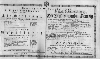 Theaterzettel (Oper und Burgtheater in Wien) 18461219 Seite: 1