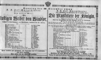 Theaterzettel (Oper und Burgtheater in Wien) 18461220 Seite: 1