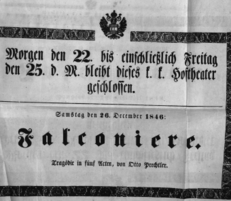 Theaterzettel (Oper und Burgtheater in Wien) 18461222 Seite: 1