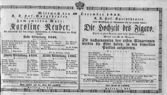 Theaterzettel (Oper und Burgtheater in Wien) 18461230 Seite: 1