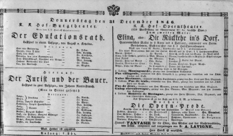 Theaterzettel (Oper und Burgtheater in Wien) 18461231 Seite: 1