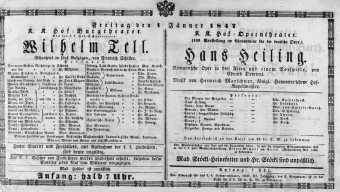 Theaterzettel (Oper und Burgtheater in Wien) 18470101 Seite: 1