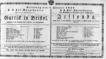 Theaterzettel (Oper und Burgtheater in Wien) 18470105 Seite: 1