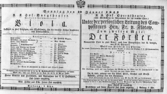 Theaterzettel (Oper und Burgtheater in Wien) 18470110 Seite: 1