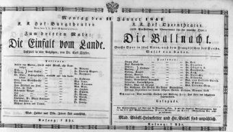 Theaterzettel (Oper und Burgtheater in Wien) 18470111 Seite: 1