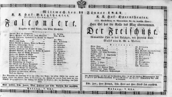 Theaterzettel (Oper und Burgtheater in Wien) 18470113 Seite: 1