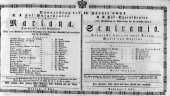 Theaterzettel (Oper und Burgtheater in Wien) 18470114 Seite: 1