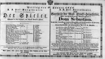 Theaterzettel (Oper und Burgtheater in Wien) 18470115 Seite: 1