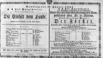 Theaterzettel (Oper und Burgtheater in Wien) 18470116 Seite: 1