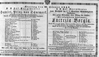 Theaterzettel (Oper und Burgtheater in Wien) 18470122 Seite: 1