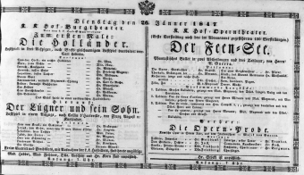 Theaterzettel (Oper und Burgtheater in Wien) 18470126 Seite: 1