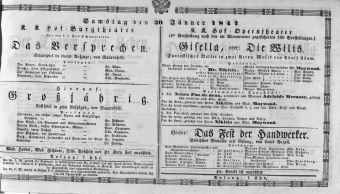 Theaterzettel (Oper und Burgtheater in Wien) 18470130 Seite: 1