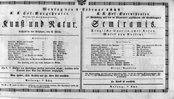Theaterzettel (Oper und Burgtheater in Wien) 18470201 Seite: 1