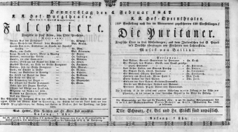 Theaterzettel (Oper und Burgtheater in Wien) 18470204 Seite: 1